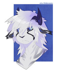 Bust of a white tiger like character with horns Bust of a white tiger like character with horns